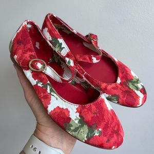 Janie and Jack Red Rose Ballet Mary Jane Flats
